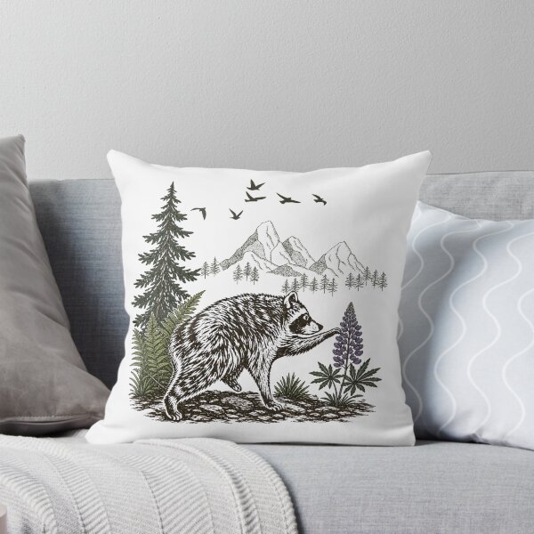 Item preview, Ilustración vintage de un mapache de montaña, fauna salvaje y aventura en el bosque. designed and sold by JessArty ⭐⭐⭐⭐⭐.
