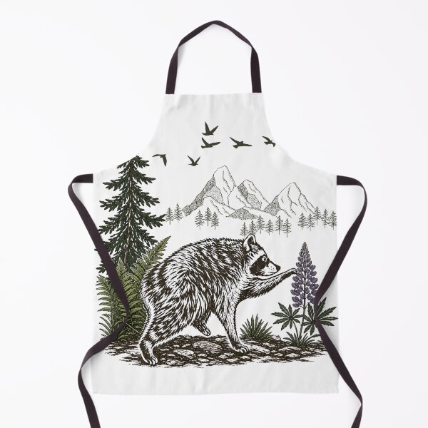 Item preview, Vintage Mountain Raccoon Wildlife Forest Adventure Illustration designed and sold by JessArty ⭐⭐⭐⭐⭐.