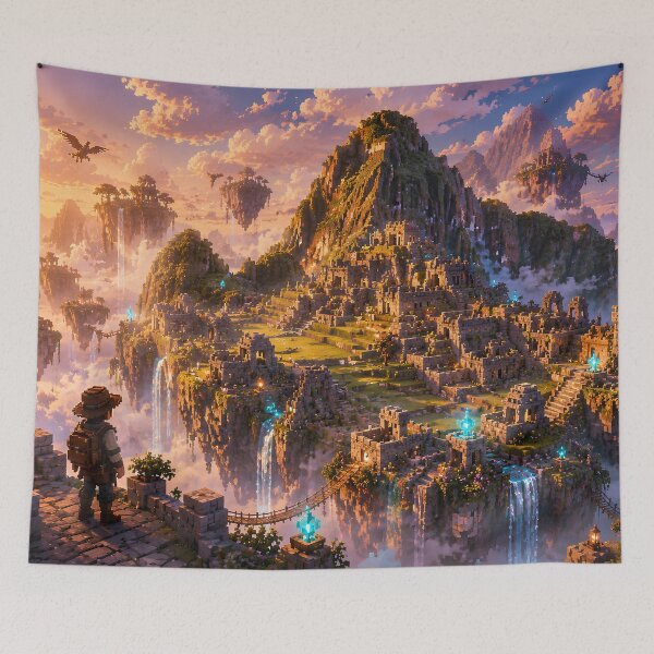 Item preview, Machu Picchu Floating Ruins at Sunrise designed and sold by pixelpopplanet.