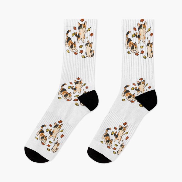 Item preview, Calico Cats with Autumn Leaves Kawaii Fall Art designed and sold by JessArty ⭐⭐⭐⭐⭐.