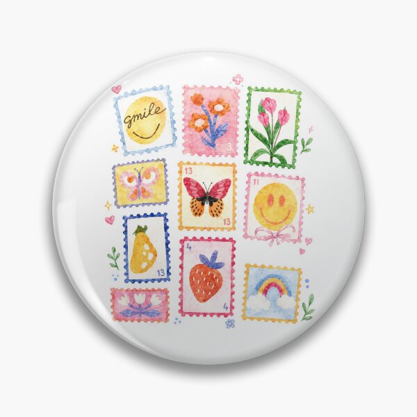 Item preview, Cute Watercolor Postage Stamp Collage Whimsical Floral Nature Art designed and sold by Moizento.