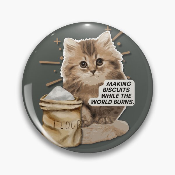 Item preview, Funny Cat Making Biscuits While The World Burns Meme designed and sold by pulse_retail.