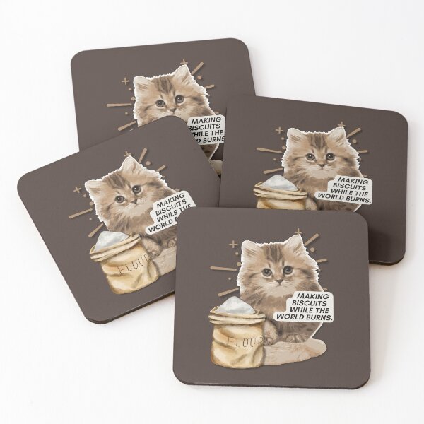 Item preview, Funny Cat Making Biscuits While The World Burns Meme designed and sold by pulse_retail.