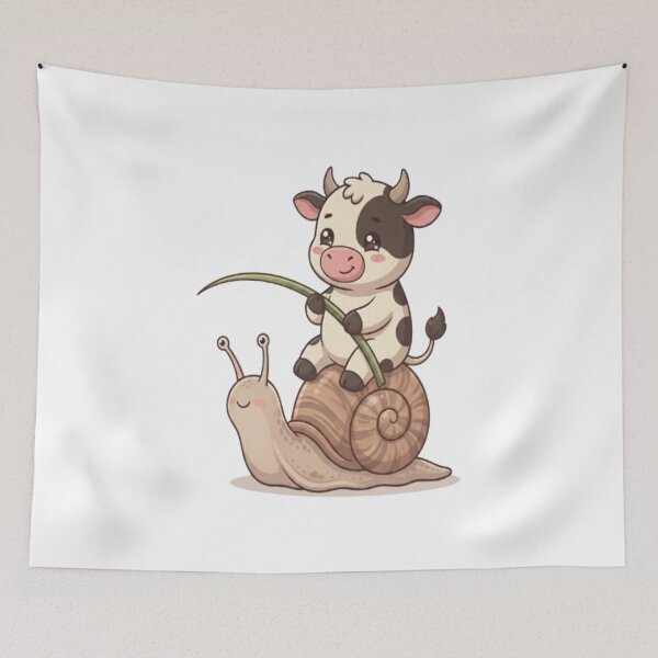 Item preview, Cute Cow Riding Giant Snail designed and sold by Ella_Sketch.