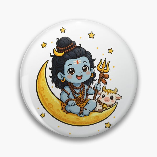 Item preview, Cute Baby Shiva Sitting on Moon | Kawaii Hindu God Cartoon designed and sold by ravuh.