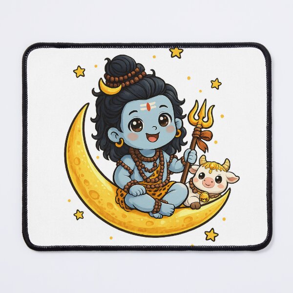 Item preview, Cute Baby Shiva Sitting on Moon | Kawaii Hindu God Cartoon designed and sold by ravuh.
