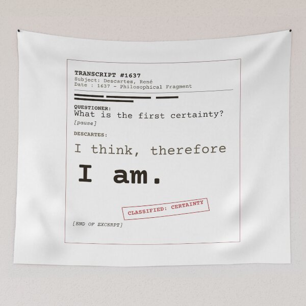 Item preview, I think, therefore I am. Descartes transcript (clear English) designed and sold by Will-to-Power.