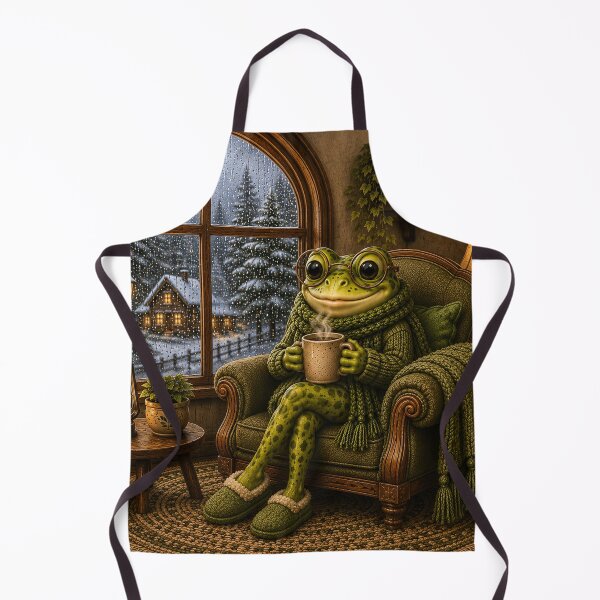 Item preview, Cozy Frog Enjoying Hot Coffee on a Rainy Day designed and sold by Lumivo Studio.