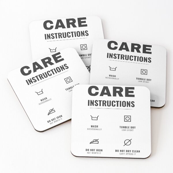 Item preview, Care Instructions Funny Deadpan Laundry Label – Dry Humor Shirt designed and sold by deadpansupplyco.