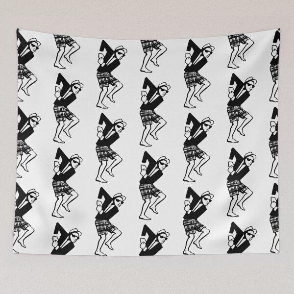 Item preview, Ska Guy in Plaid Swim Shorts – Black and White Retro Graphic: English Beat, Bad Banners designed and sold by PIXEL POP DESIGNS - Beyond the Norm!.