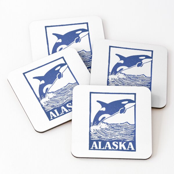 Item preview, Alaska Orca Whale Block Print Art designed and sold by tiigerdad.