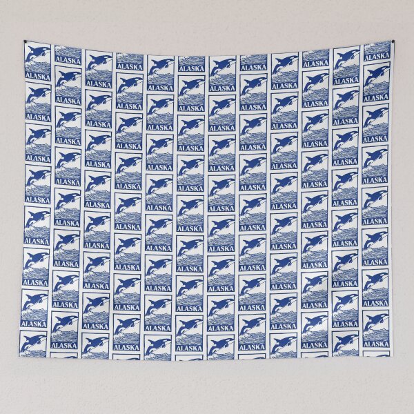 Item preview, Alaska Orca Whale Block Print Art designed and sold by tiigerdad.