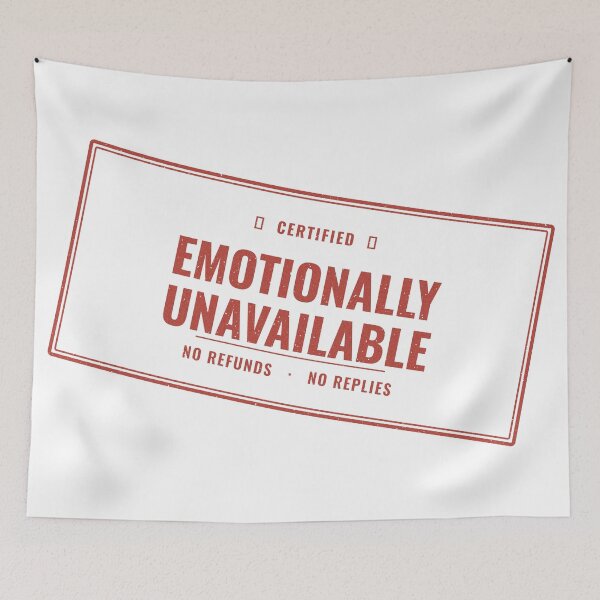 Item preview, Emotionally Unavailable Funny Deadpan Rubber Stamp Sarcastic Design designed and sold by deadpansupplyco.