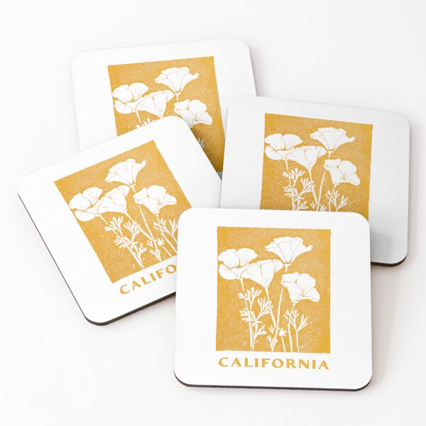 Item preview, California Poppy Wildflower Block Print designed and sold by tiigerdad.