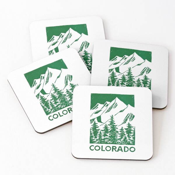 Item preview, Colorado Rocky Mountains Pine Block Print designed and sold by tiigerdad.