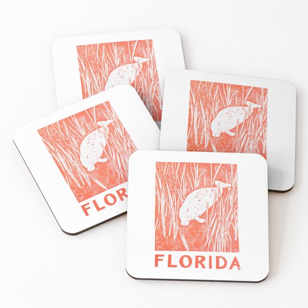 Item preview, Florida Manatee Seagrass Block Print designed and sold by tiigerdad.