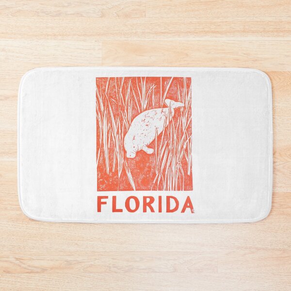 Item preview, Florida Manatee Seagrass Block Print designed and sold by tiigerdad.
