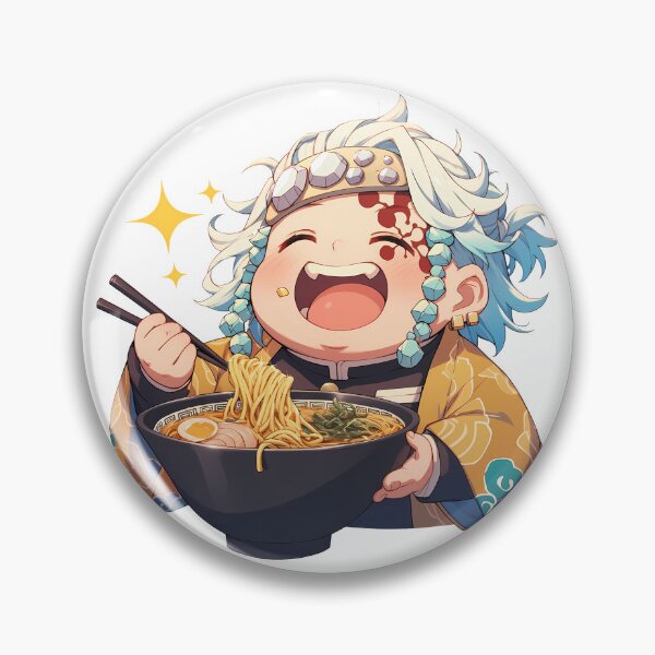 Aperçu de l'œuvre Tengen Uzui Demon Slayer Flashy Chibi Ramen Laugh créée et vendue par mildaclairmo.