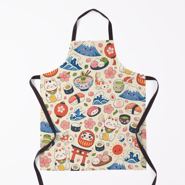 Item preview, Cute Kawaii Japanese Culture Seamless Pattern with Lucky Cats and Sushi designed and sold by WangAew.