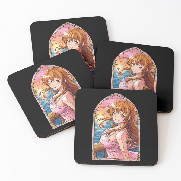 Item preview, Aina Yoshiwara Grand Blue Sunset Ocean Stained Glass Anime Girl designed and sold by mildaclairmo.