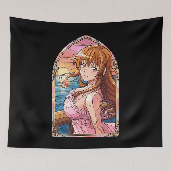 Item preview, Aina Yoshiwara Grand Blue Sunset Ocean Stained Glass Anime Girl designed and sold by mildaclairmo.