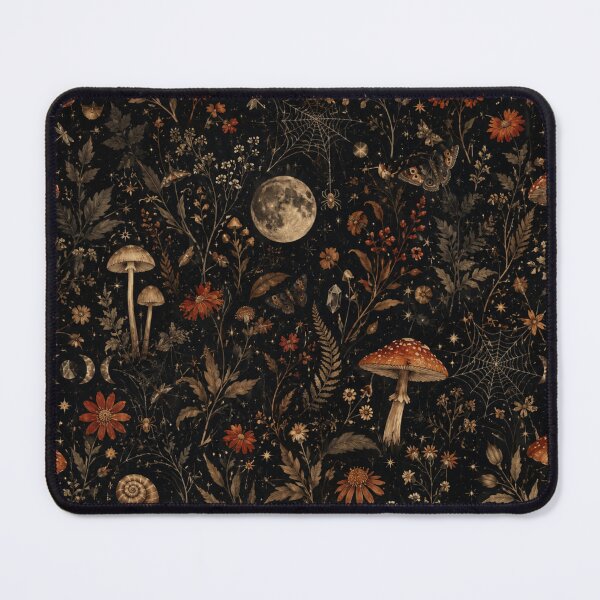 Item preview, Midnight Mycelium Gothic Botanical Seamless Pattern designed and sold by jtDigital + StrangeFolk.