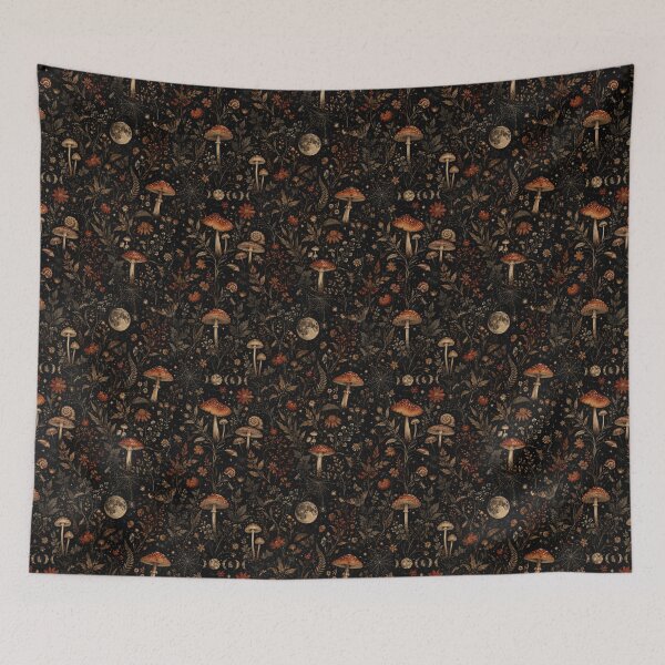 Item preview, Midnight Mycelium Gothic Botanical Seamless Pattern designed and sold by jtDigital + StrangeFolk.
