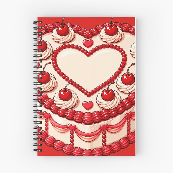 Item preview, Illustrated Heart-Shaped Cherry Cake with Red Decorative Frosting designed and sold by WangAew.