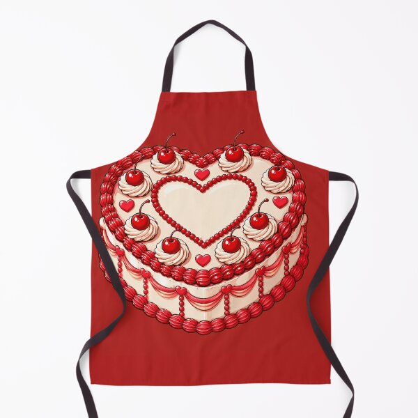 Item preview, Illustrated Heart-Shaped Cherry Cake with Red Decorative Frosting designed and sold by WangAew.