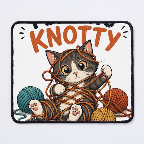Item preview, Feeling Knotty | Funny Cat Tangled in Yarn Cartoon designed and sold by BabiesNanimals.