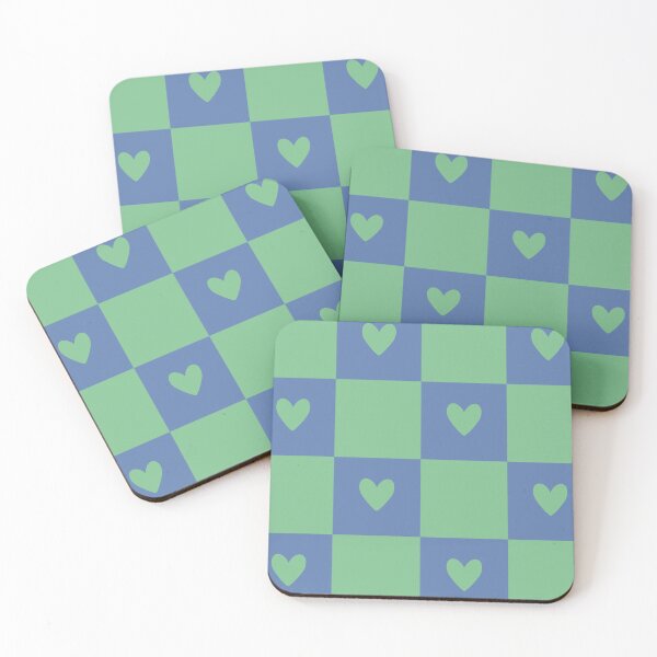 Item preview, Checkered Heart Pattern Green & Blue designed and sold by Manic Purgatory.