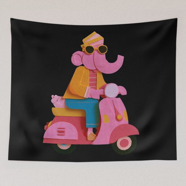 Item preview, Cool Streetwear Elephant Riding Pink Classic Scooter Pop Art designed and sold by PANNARUK THAILAND.