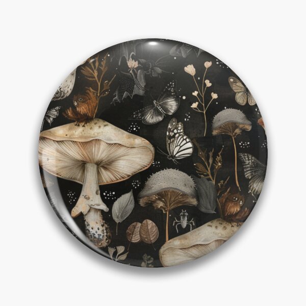 Item preview, Nocturnal Forager Gothic Mushroom & Bat Seamless Pattern designed and sold by jtDigital + StrangeFolk.