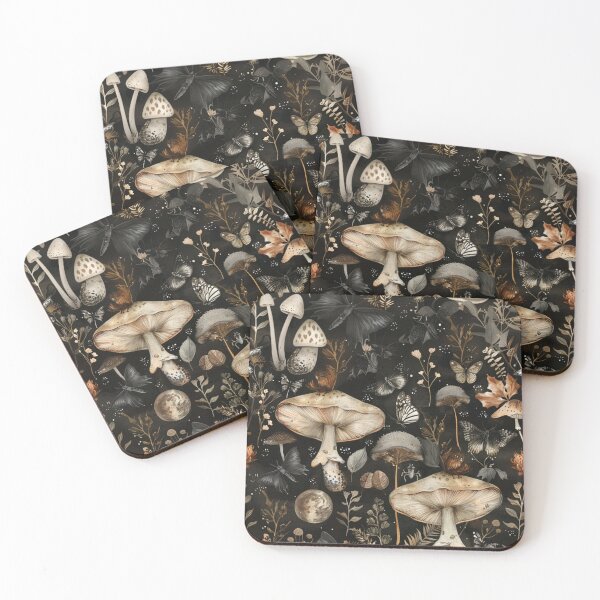 Item preview, Nocturnal Forager Gothic Mushroom & Bat Seamless Pattern designed and sold by jtDigital + StrangeFolk.