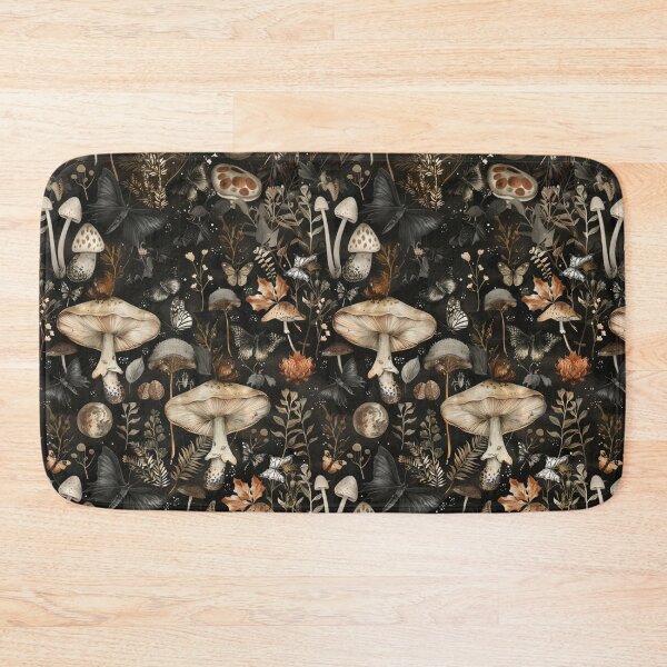 Item preview, Nocturnal Forager Gothic Mushroom & Bat Seamless Pattern designed and sold by jtDigital + StrangeFolk.