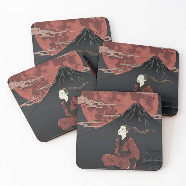 Item preview, Female Ninja Under Blood Moon and Mount Fuji Ukiyo-e designed and sold by TokyoUkiyoHouse.