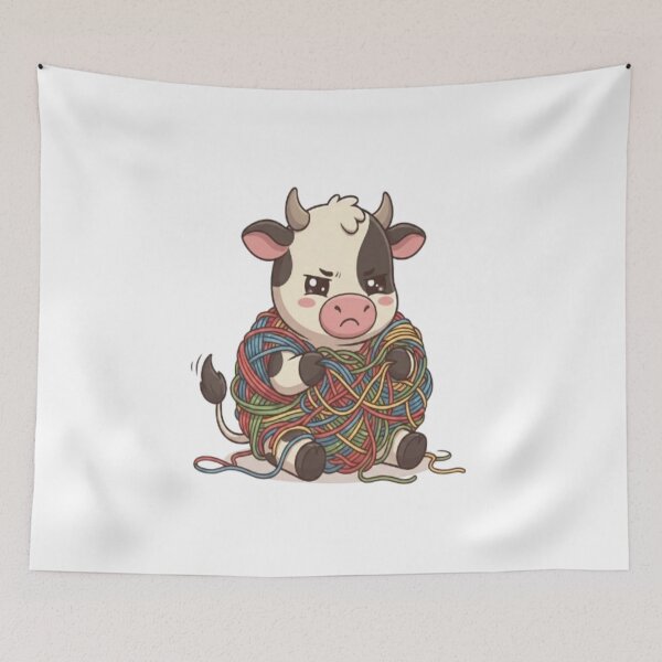Item preview, Cute Cow Tangled In Yarn designed and sold by Ella_Sketch.