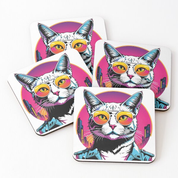 Item preview, Retrowave Cat in Sunglasses designed and sold by tarkone.