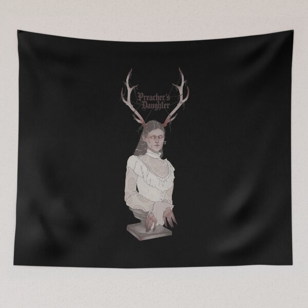 Item preview, Eerie Lady Bust with Antlers and Claws designed and sold by RoseArtGraphic.