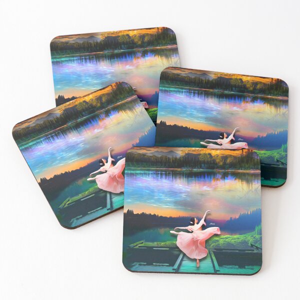 Item preview, Ballerina Dancing Over Vibrant Lake designed and sold by MapleBloom.