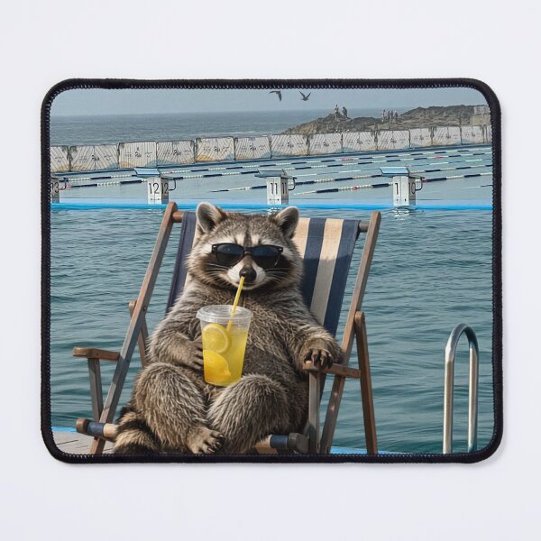 Item preview, Chill Raccoon Lounging with Lemonade by the Pool designed and sold by ilhamharon530.