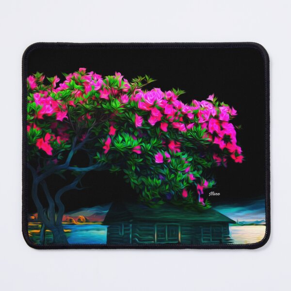 Item preview, Lakeside Cabin Under Pink Blossom Tree designed and sold by MapleBloom.