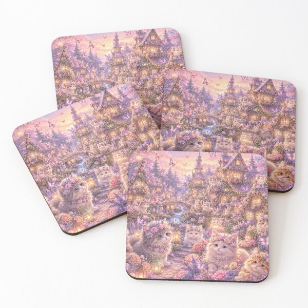Item preview, Kawaii Flower Crown Cat Village designed and sold by Gold&pixels.
