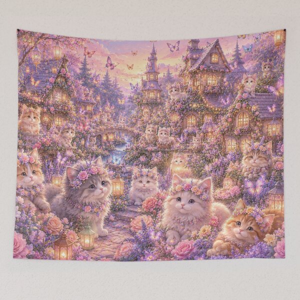 Artikelvorschau, Kawaii Blumenkrone Katzendorf entworfen und verkauft von Gold&pixels.