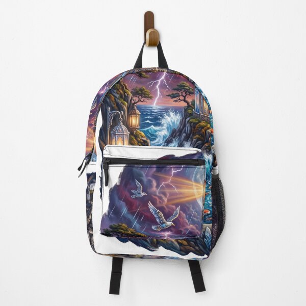 Item preview, Celestial Crystal Lighthouse | Enchanted Ocean Fantasy Painting designed and sold by Origamoart.