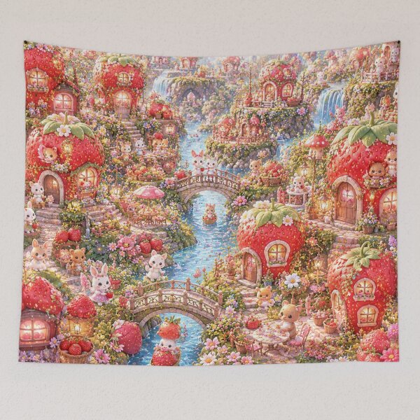 Item preview, Strawberry Blossom Fantasy Village designed and sold by Gold&pixels.