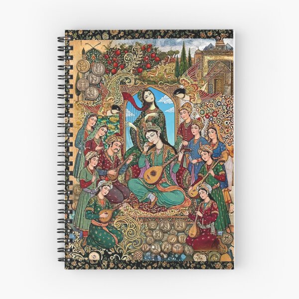 Item preview, Persian Miniature Musician Art | Vintage Middle Eastern Royal Court Illustration | Oriental Floral Fantasy Collage designed and sold by Psycho-Crazy.