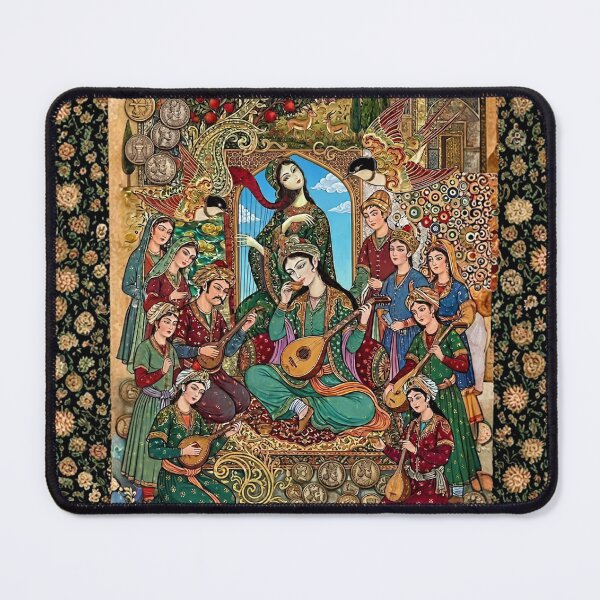 Item preview, Persian Miniature Musician Art | Vintage Middle Eastern Royal Court Illustration | Oriental Floral Fantasy Collage designed and sold by Psycho-Crazy.