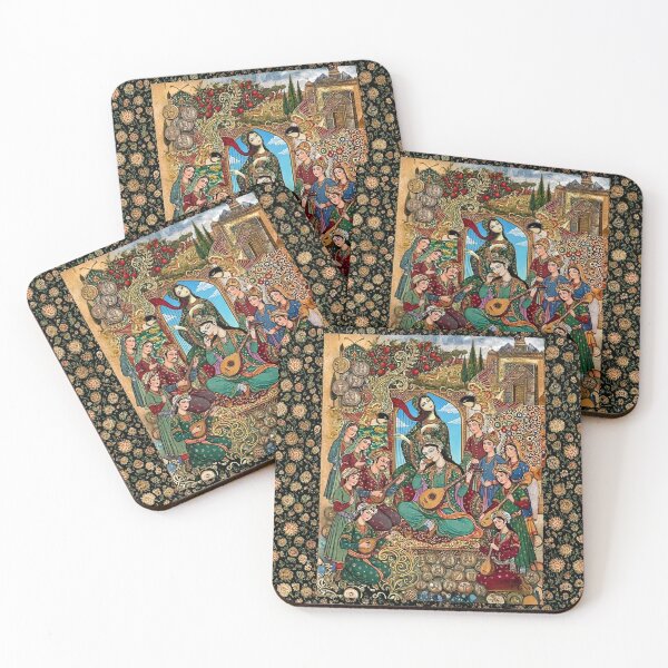 Item preview, Persian Miniature Musician Art | Vintage Middle Eastern Royal Court Illustration | Oriental Floral Fantasy Collage designed and sold by Psycho-Crazy.