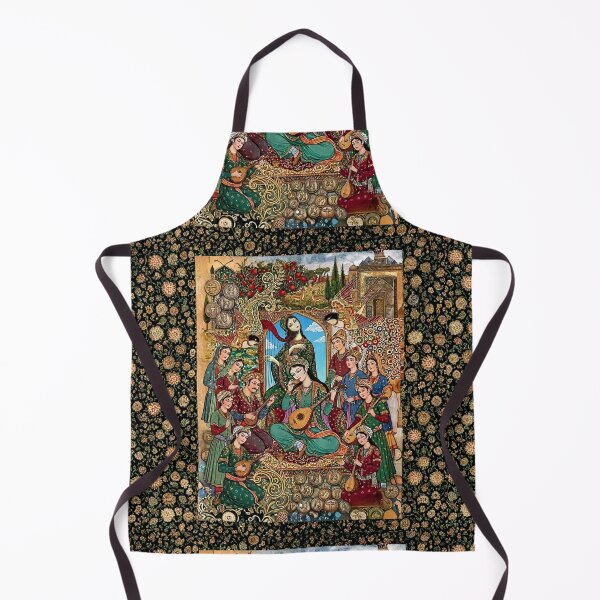 Aperçu de l'œuvre Art miniature persan de musiciens | Illustration vintage de la cour royale du Moyen-Orient | Collage floral fantastique oriental créée et vendue par Psycho-Crazy.